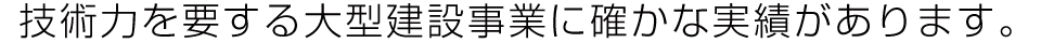 技術力を要する大型建設事業に確かな実績があります。