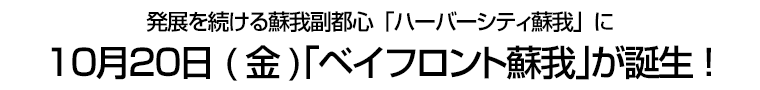 発展を続ける蘇我副都心「ハーバーシティ蘇我」に１０月２０日(金)｢ベイフロント蘇我｣が誕生!