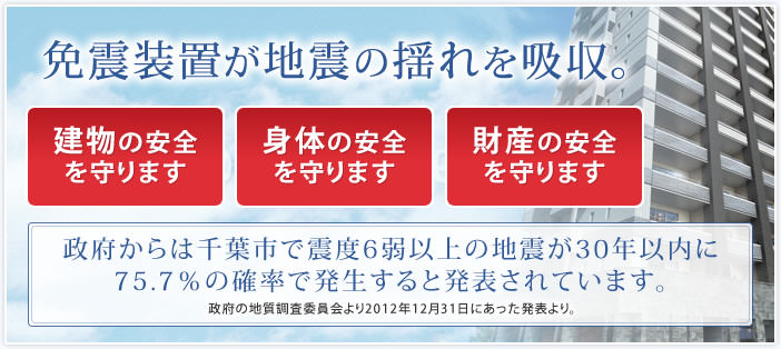 免震装置が地震の揺れを吸収。